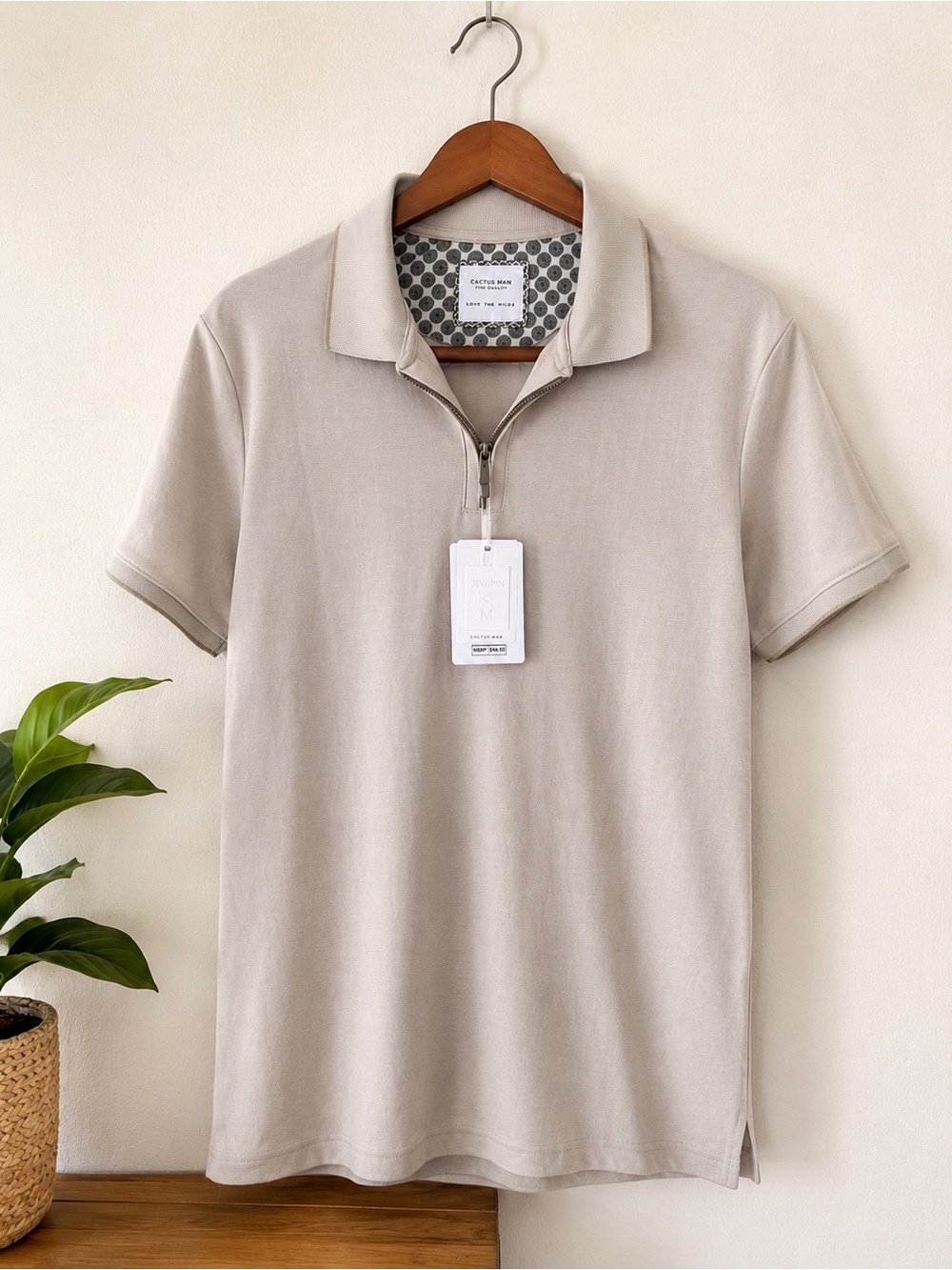 Sand Stone Modal Short Sleeve Half Zip Polo Shirt Men’s M NWT Cactus Man